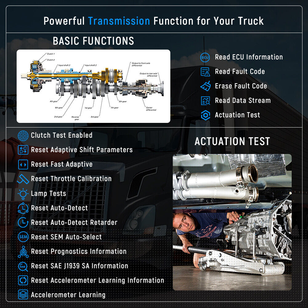 ABS Scanner Scanner Scan fit All OBD2 Tool Mack FCAR Transmission System Duty for Diesel Freightliner Heavy System All Reader Code F507 Volvo Heavy Truck