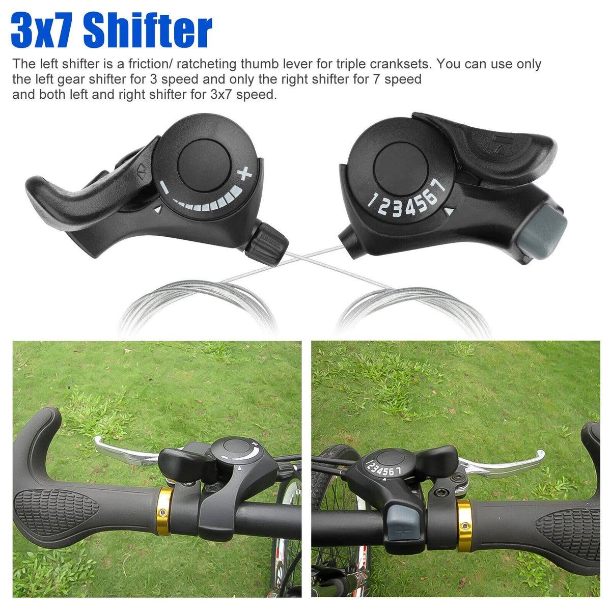 2Pcs Speed Shifter Mountain 3 Levers Shift x7 Bikes Set Brake Bicycle Gear Thumb