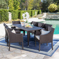 Beige Noble Outdoor House Multibrown, with Cushions, Wicker Piece Set Arcadia 9 Dining Rectangular