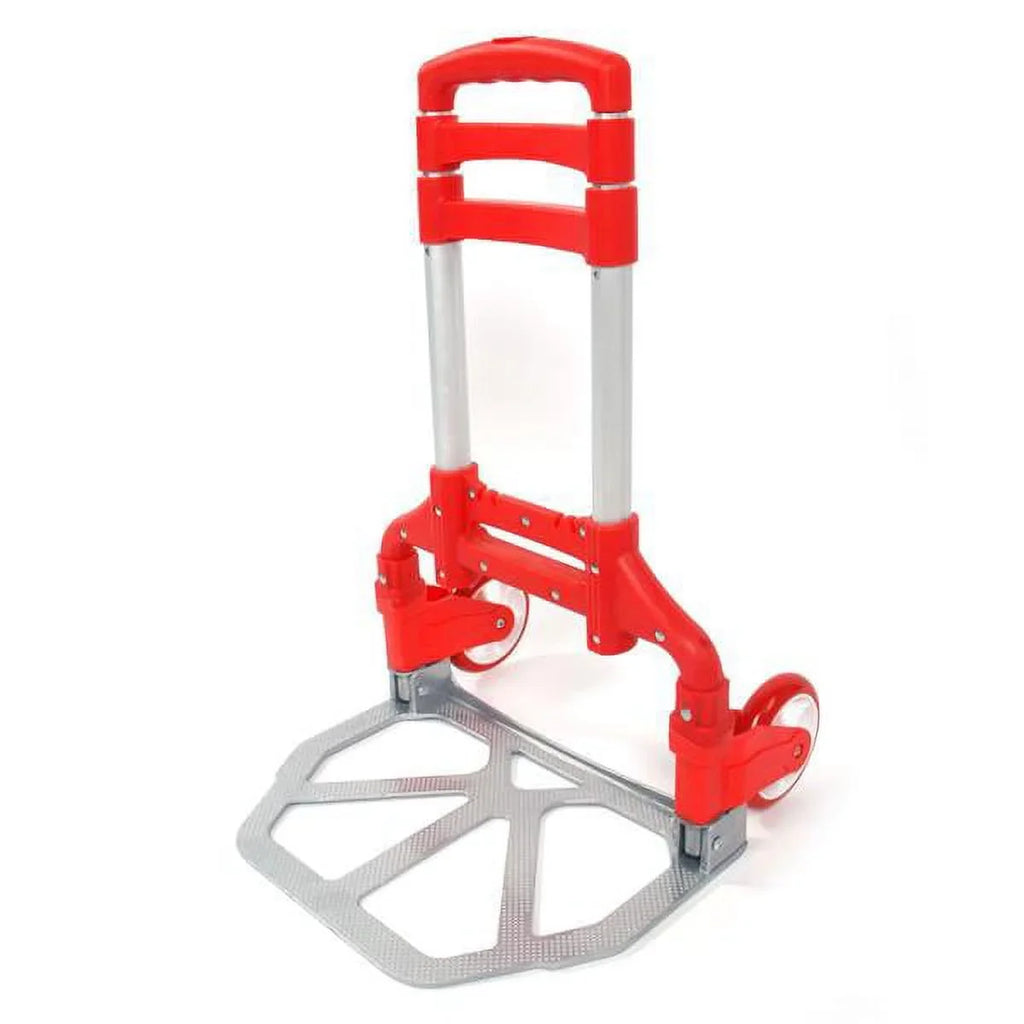 Portable Cart Luggage Collapsible Red Folding Trolley Push Truck Dolly Aluminium Hand