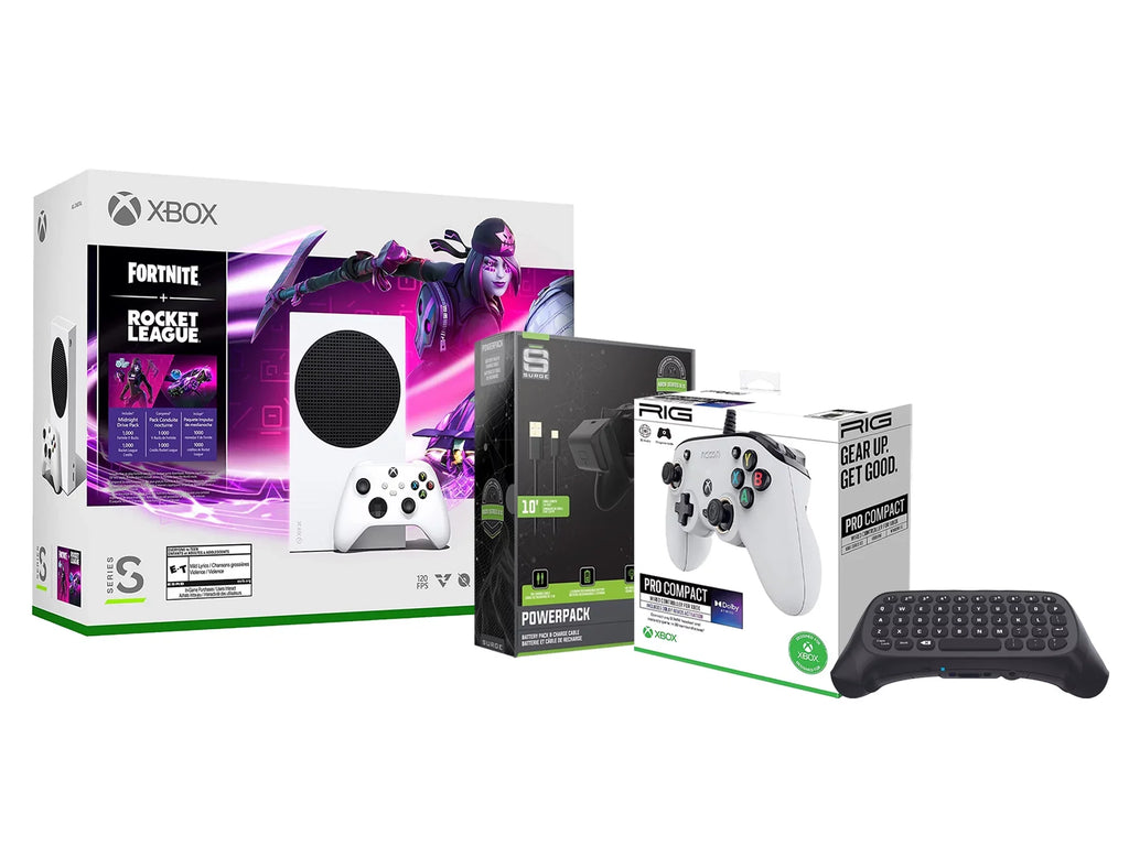 Cable/Battery White Wireless Fortnite PRO Compact Console League Series Controller, Microsoft Rocket S Xbox Keypad Charge and with Controller