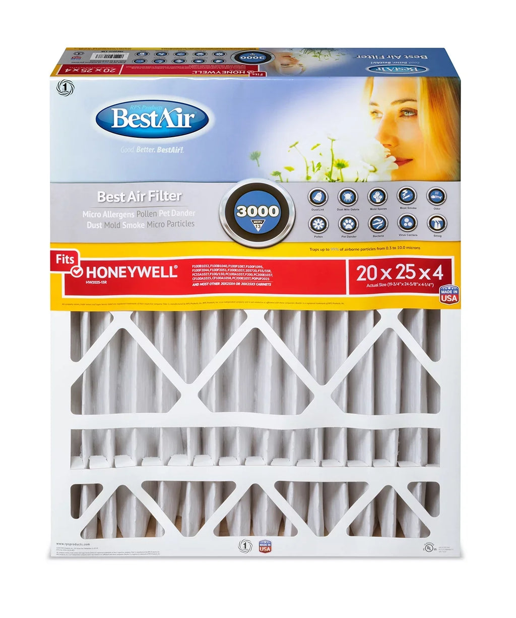 Furnace 3000 Honeywell 13 Filter 20x25x4 MERV HW2025-13R BestAir Series