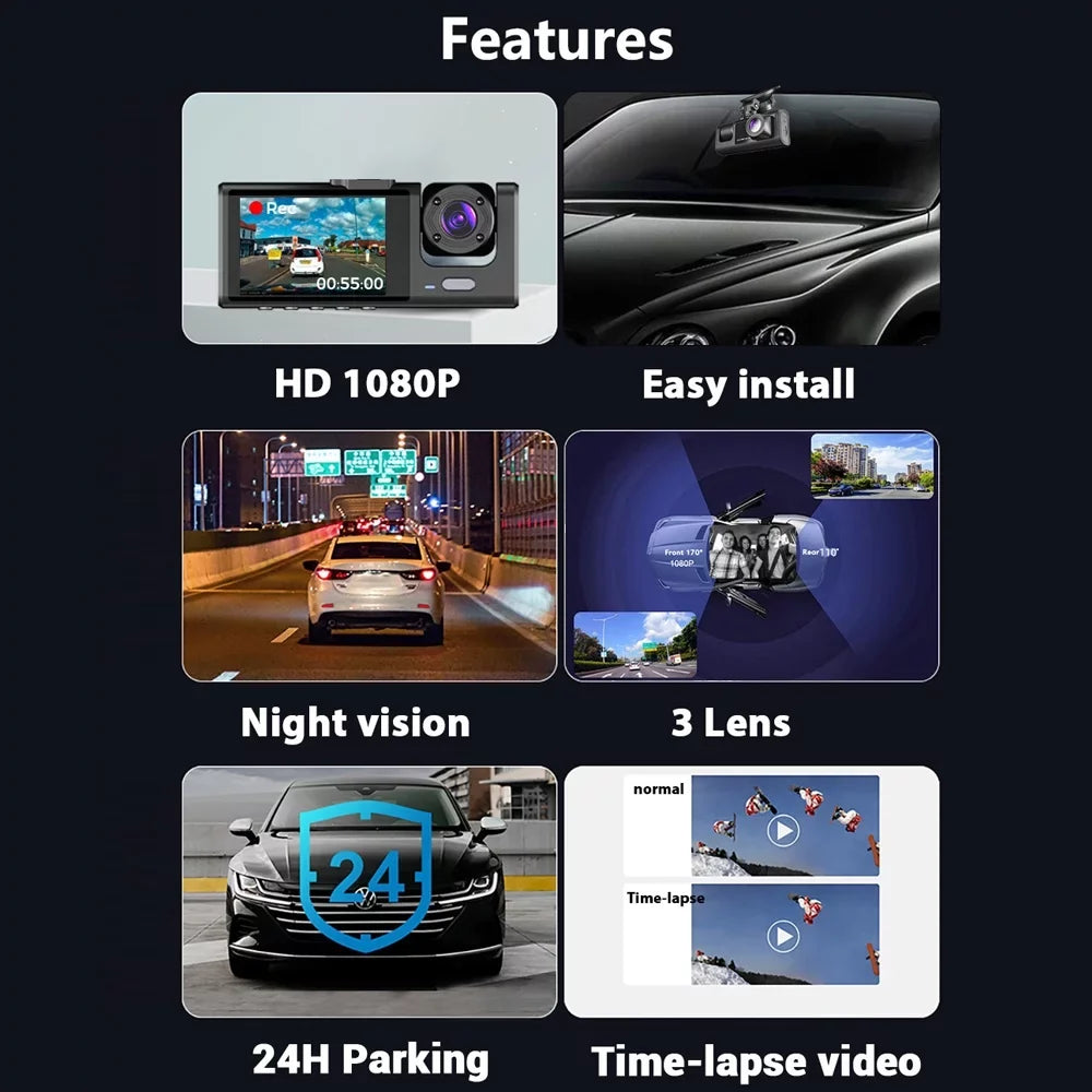 Angle Rearview Recorder Multi-Language Car Driving Clear Auto Camera Dash Car Cam Camcorder Safety Cameras Shinysix Interconnection Mirror Wide 3 Car Recording Video WIFI Recorder