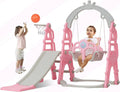 for Climb Outdoor Baby with Kinbor Playground Toddler Set, & Easy Playset Slide 1 Slide Stairs, Indoor & Swing Slide Extra Long Basketball Climber 5 Pink in Hoop,