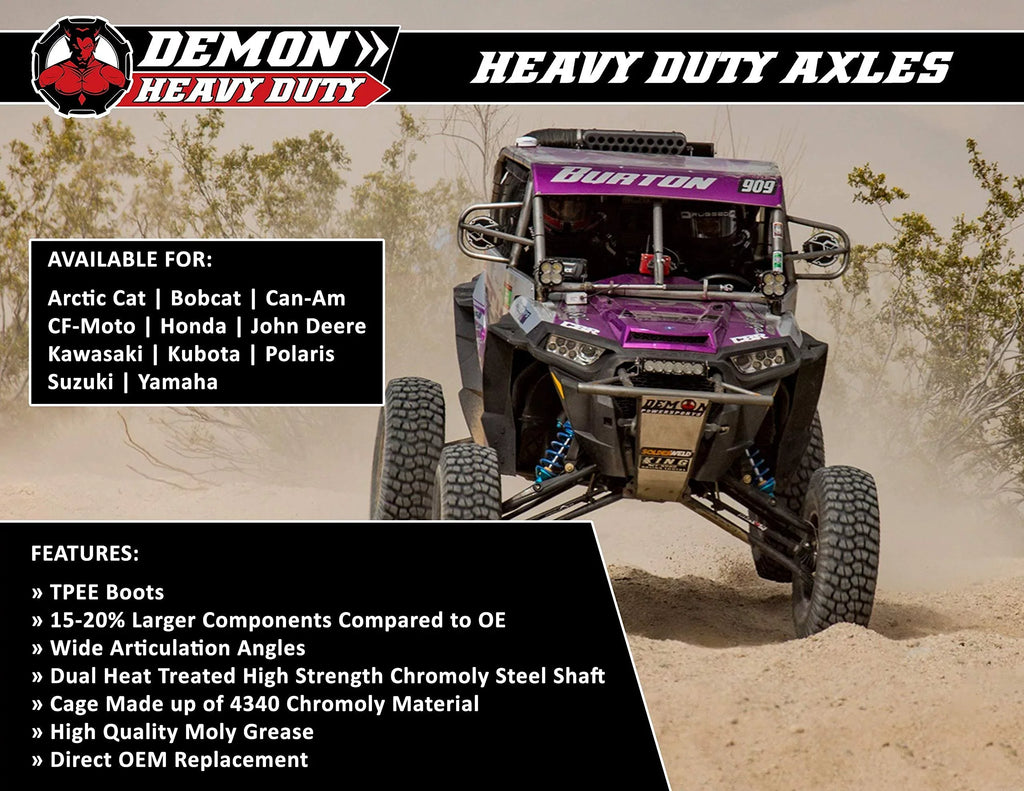 Powersports Can Angles Wider & Gives Demon Defender Treated Strength, Heavy Axle in of Dual High Left Duty Chromoly Grease Steel, (2016-23) Molybdenum HD5/HD8/HD10/Max, Made Am 4340 Front Heat