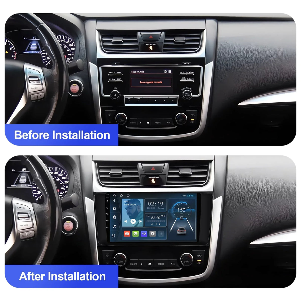 Altima Navi Support for 8 GPS inches 9 Double Car & Stereo 2014-2018 12 Android Camera Carplay Car Auto Screen FM with Nissan Backup IPS BT Touchscreen Radio Android Din core(4+32G)