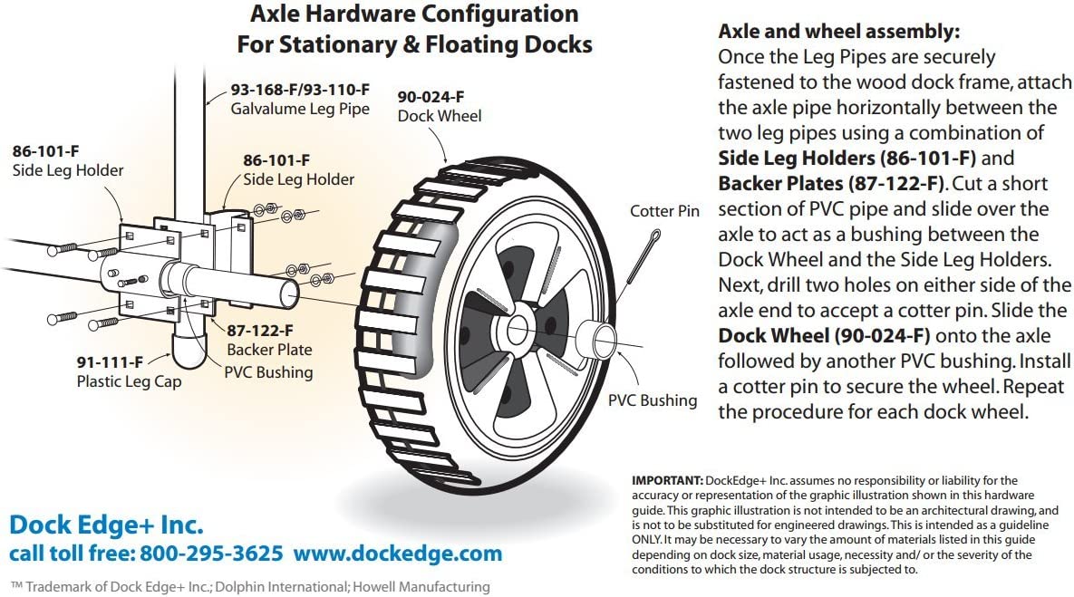 '- Lift 24", Rotomold Dock + Edge Shaft Wheel, Axle & 1.98" Dock Boat