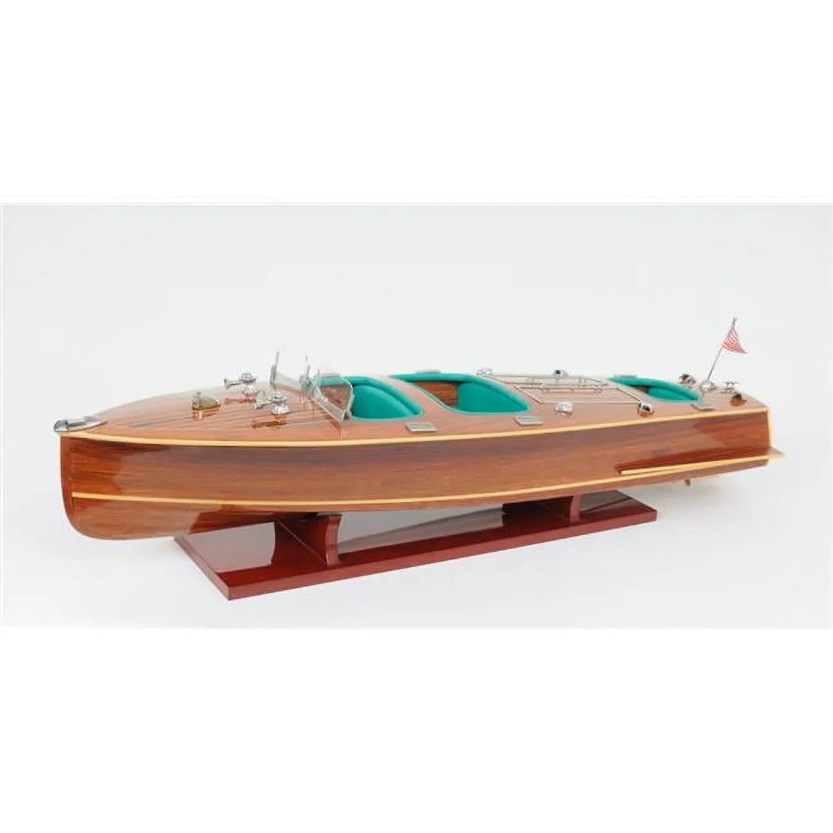 Painted 9 C1928 HomeRoots Boat Wood Hand Decorative Cockpit Brown Triple Chris in. Craft