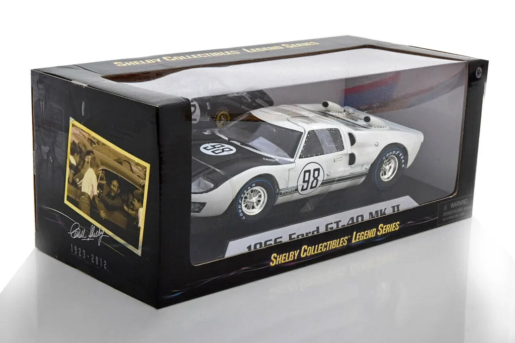 '- GT-40 Car Ford Toy Model SC415W Shelby White 1966 - II #98, scale 1/18 MK Collectibles Diecast Shelby