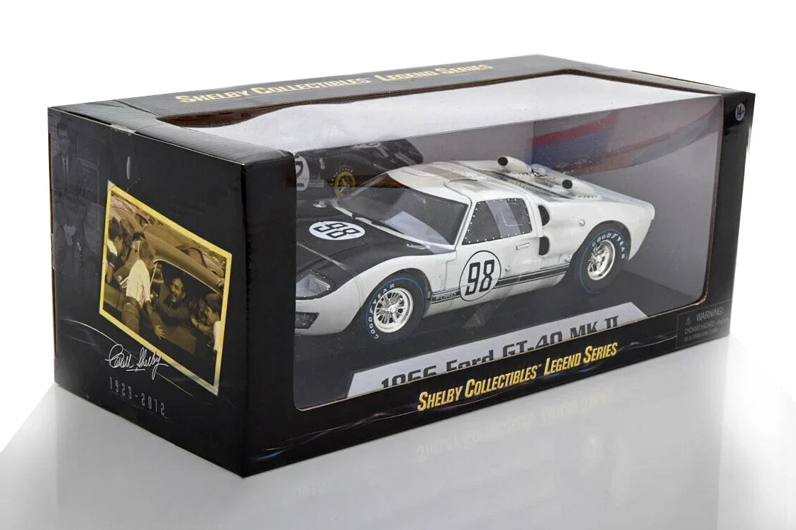 '- GT-40 Car Ford Toy Model SC415W Shelby White 1966 - II #98, scale 1/18 MK Collectibles Diecast Shelby