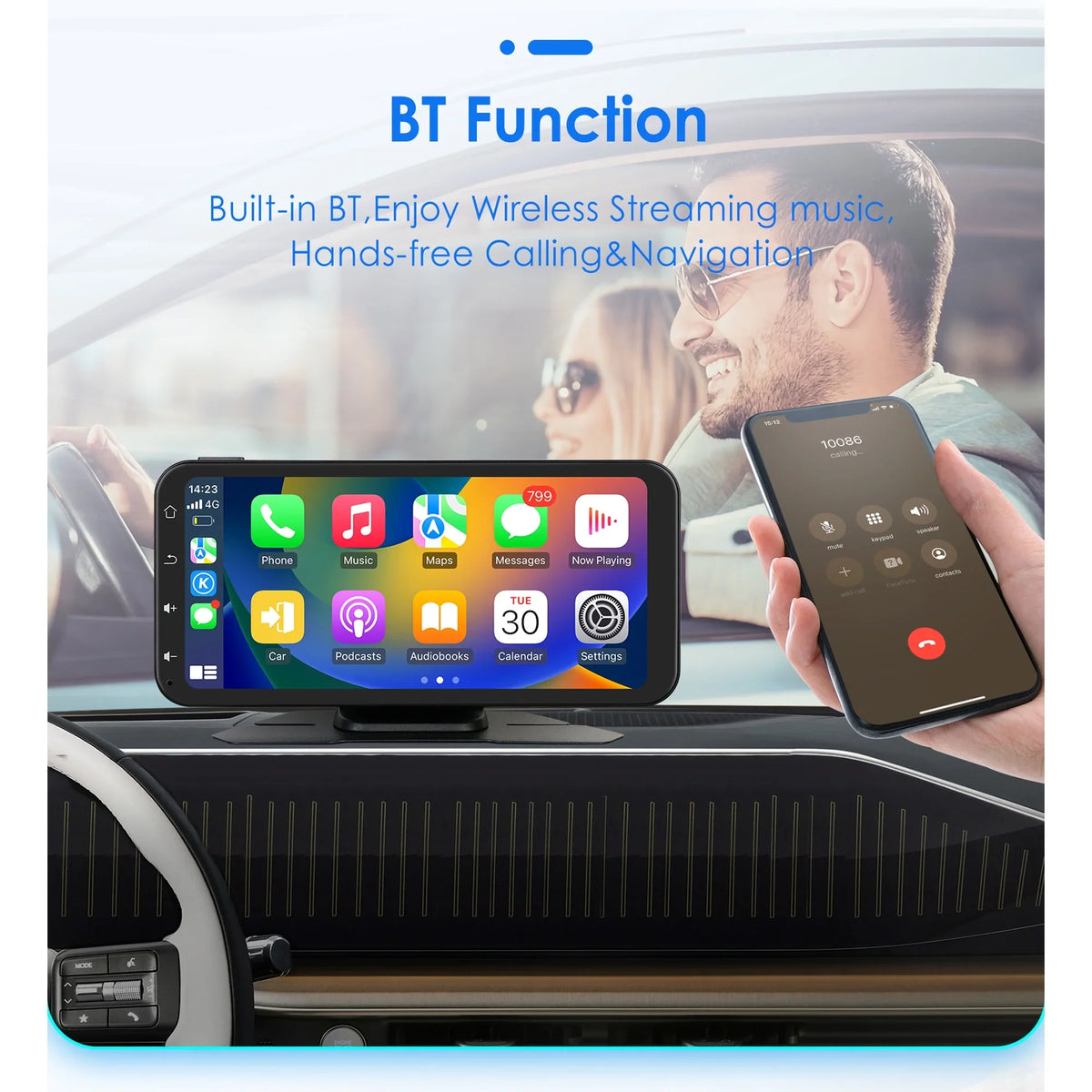 With Stereo 360° Backup 6.25" Adjustable Camera Navigation Audio Receiver Bluetooth Car Carplay Touchscreen Support Ossuret GPS Radio Apple Auto Wireless Android