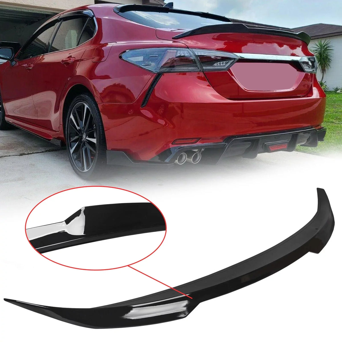 Trunk Style XSE SE for Spoiler 19 Rear Camry 20 Lid XLE Glossy Black LE Kojem M4 Toyota 2018-2021 Wing