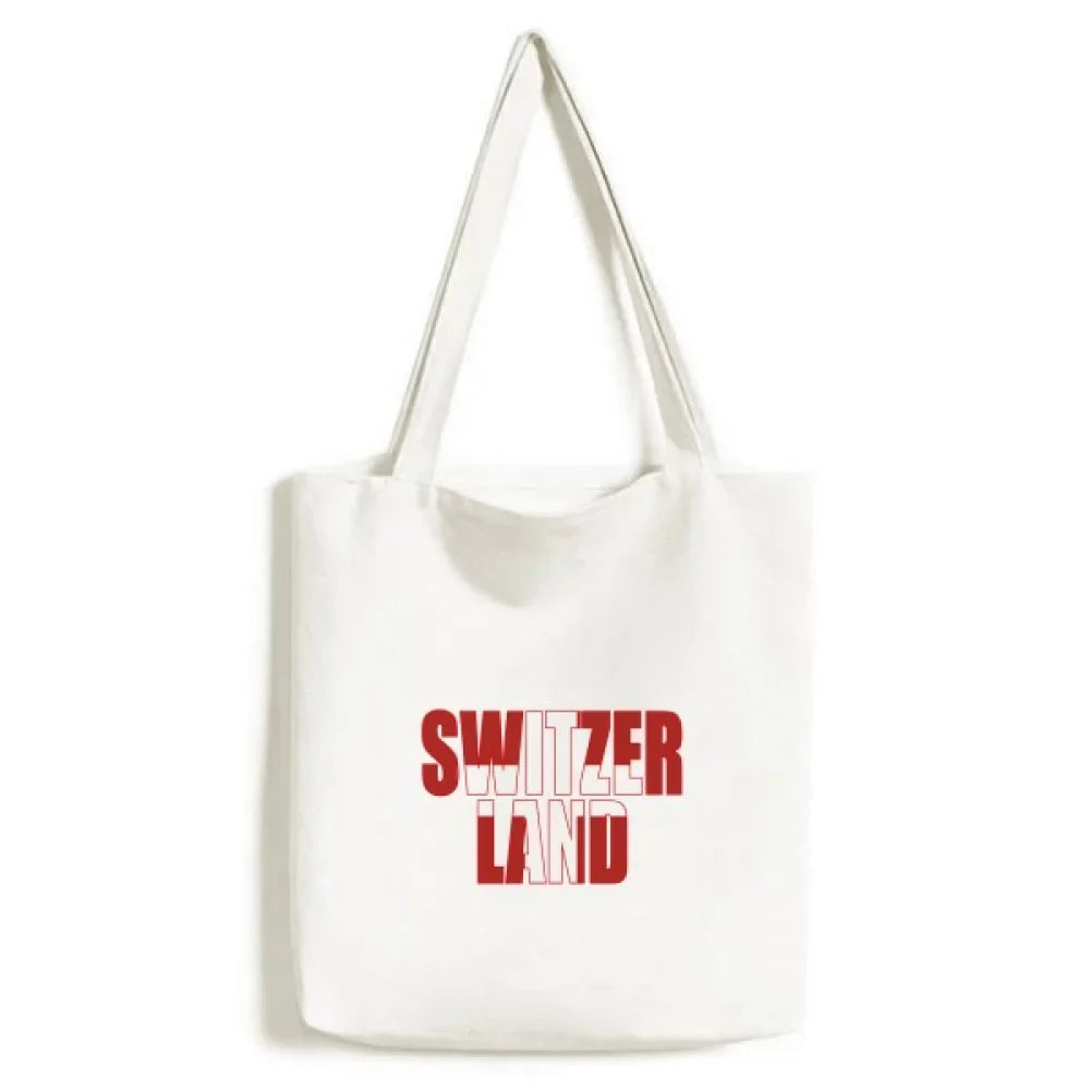 Switzerland Flag Tote Shopping Satchel Bag Canvas Casual Handbag Country Name