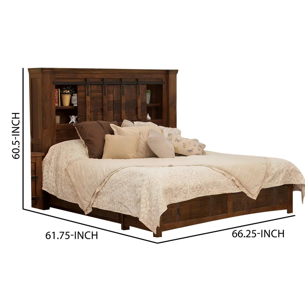 Finish Size Bed, Shelves, Deep Fixed Brown King Drawers, Maye Benjara Rustic 2