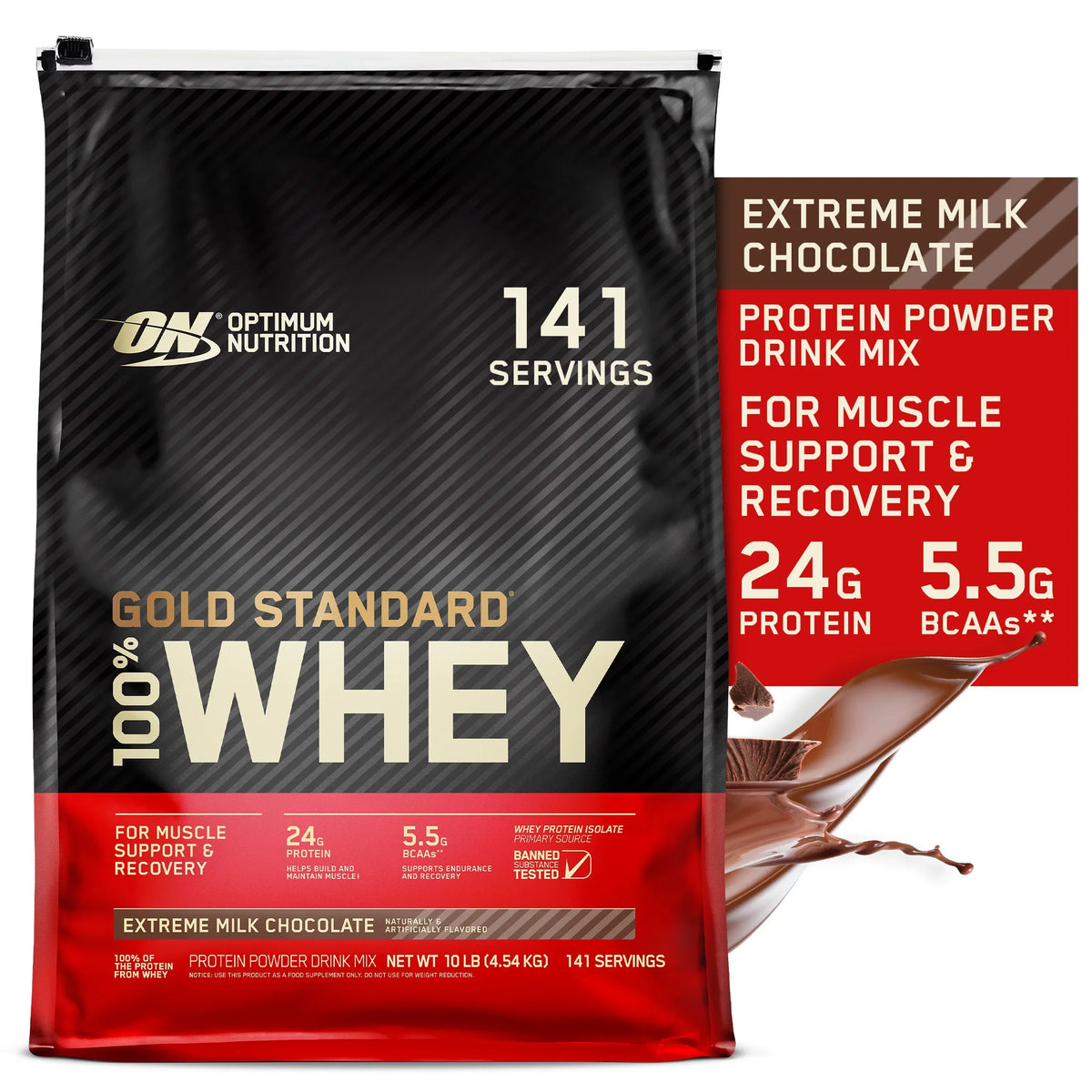 Extreme 10 Nutrition, Milk lb, Standard Servings Gold Chocolate, 100% Whey Powder, 141 Optimum Protein