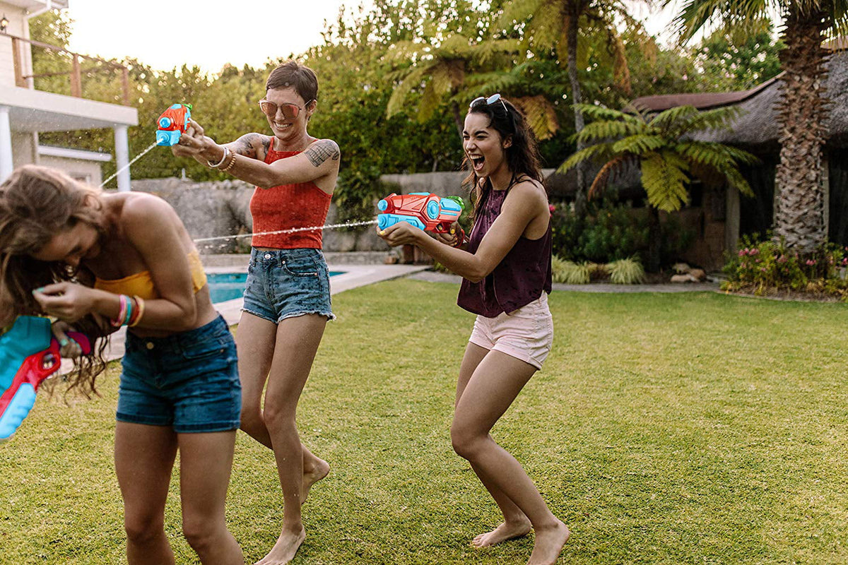 Water Blaster Red 4 Girls Pack Boys Plastic Guns, Prextex and Shooter Squirt