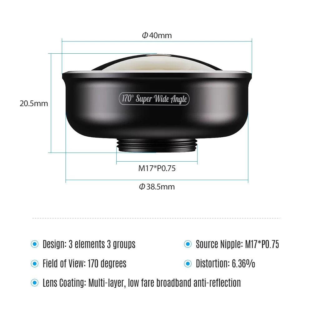 for APEXEL Lens Pixel Lens Galaxy Wide Dual Lens 170° Smartphone / Super Smartphones APL HD5SW Angle for Single
