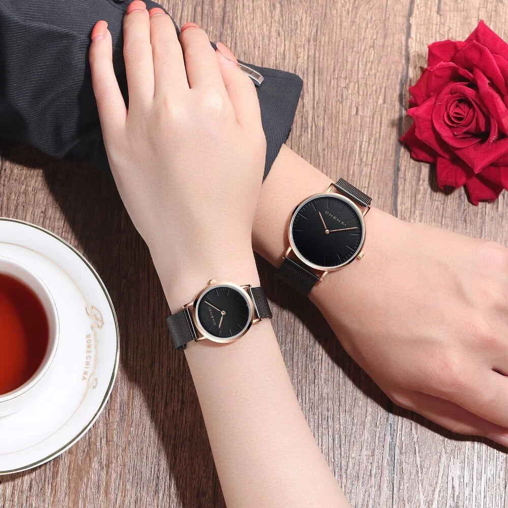 Watch Lover Quartz Rose Ladies Waterproof Watch Brand CHENXI Elegant Men Fashion Ultra Dress gold Watches Luxury Top Woman thin
