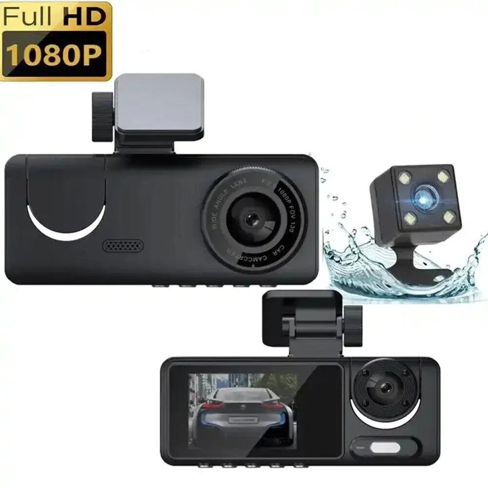System 1080P Recorder JLLOM Dash Car Dual Cam Front/Rear/Inside Video Monitor G-sensor Lens