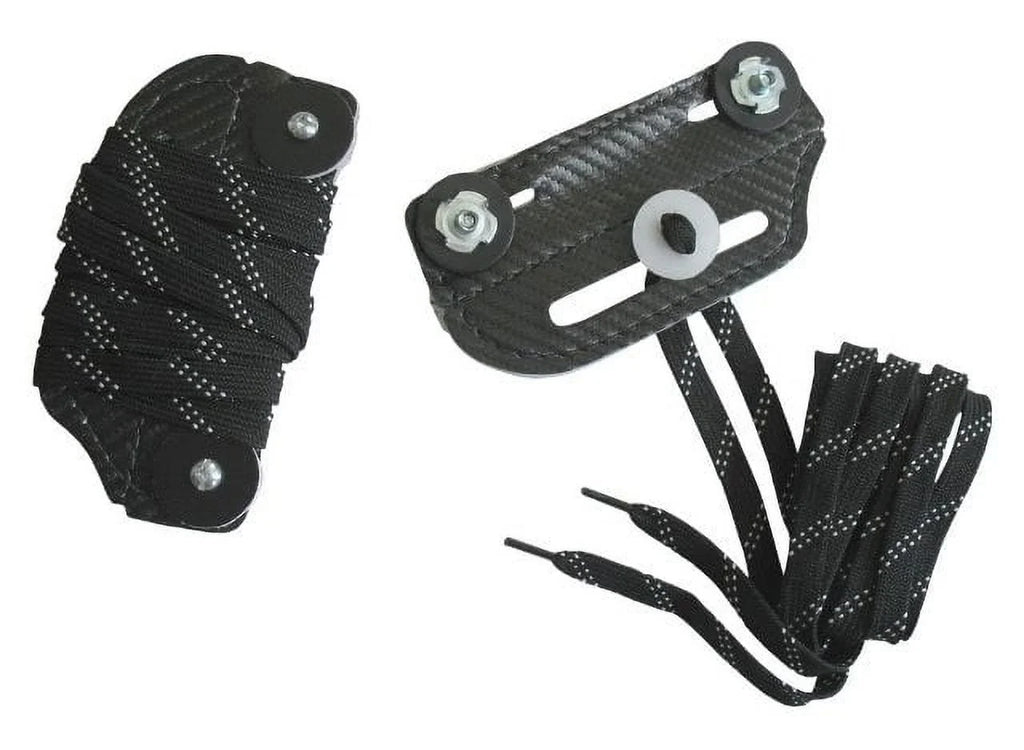 (Black) Nylon Hockey Bridge, Slider Hardware A&R Toe Goalie Lace, - Sports Leather, Pair