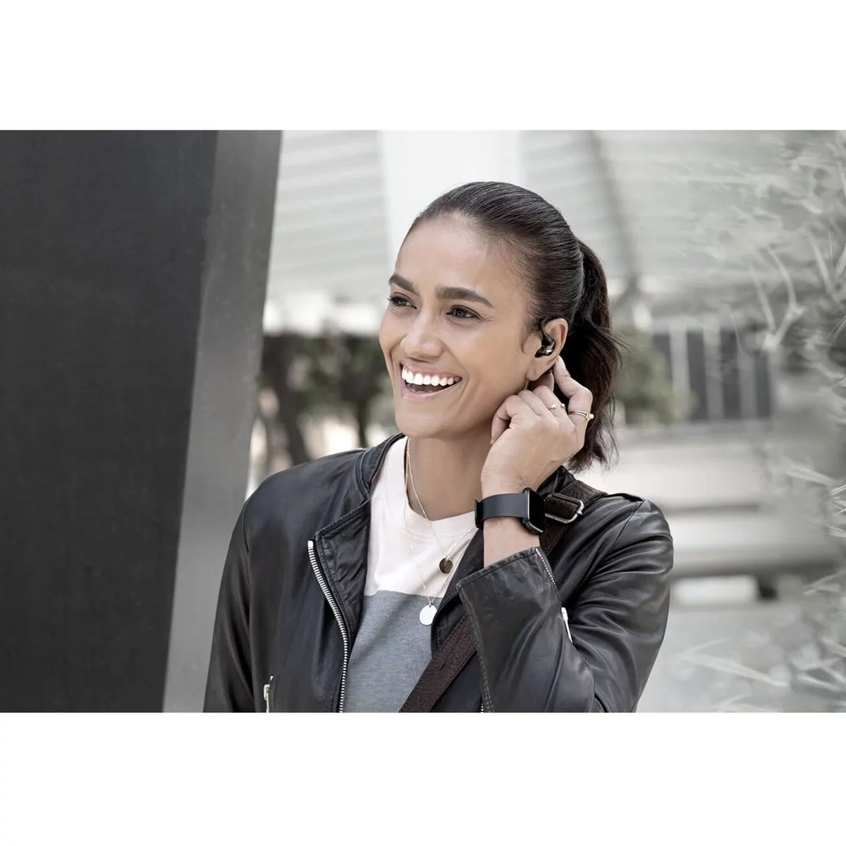 Black Fingertip 5 (Gen 32-Hour TW2 Wireless AONIC - Sound - Premium Deep Fit Secure Audio Controls Life, Technology, Shure with Bass, 2) Isolating Bluetooth Battery 215 Earbuds Over-the-Ear, with True