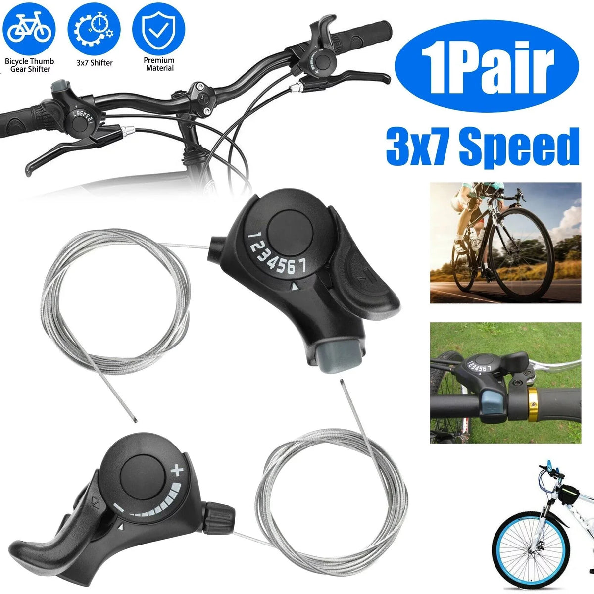 2Pcs Speed Shifter Mountain 3 Levers Shift x7 Bikes Set Brake Bicycle Gear Thumb