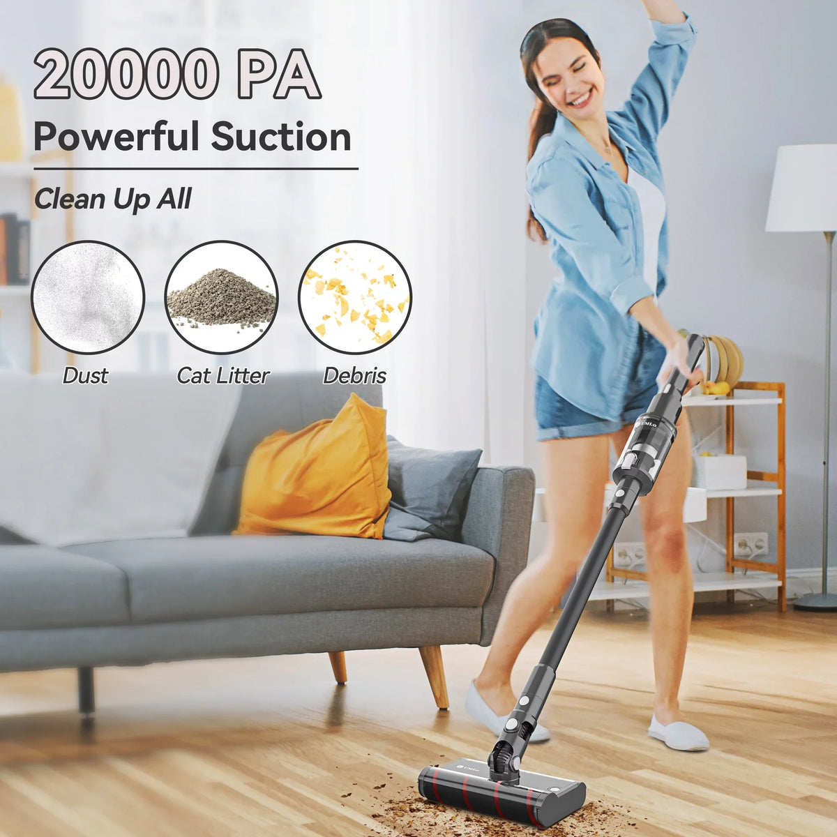 Vacuum Vacuum,Lightweight Vacuum Cleaner Soft Home Cleaner 40Mins Floor for Umlo Cordless Hardwood Handheld Brush Sofa Head, Double Roller 22kPa Powerful Directional Runtime Car up to 6-in-1