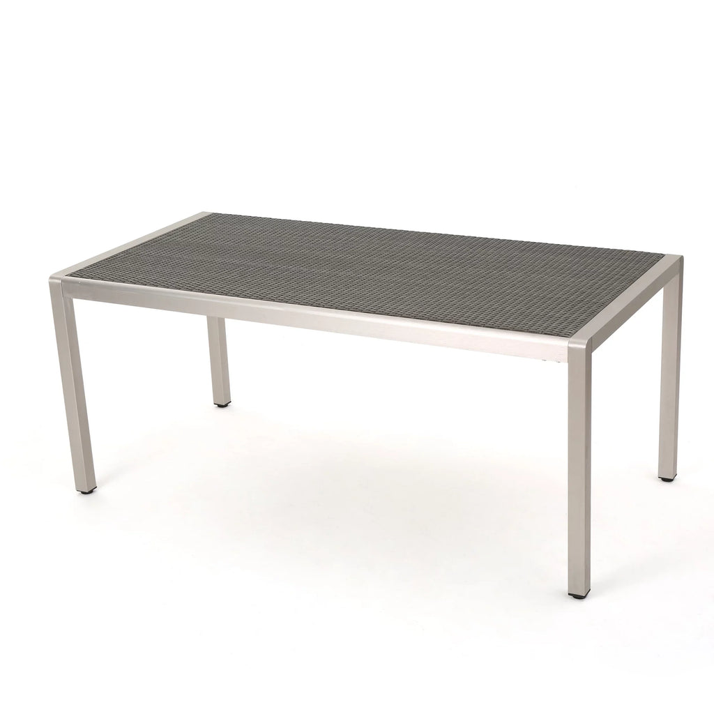 Dining Wicker with Aluminum Grey Top, Table Outdoor Bay Coral