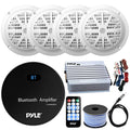 Gauge Bundle: 120W USB Bluetooth Receiver 21-29' 6.5'' Combo Style Pyle Bundle Amp Pontoon Speaker Wiring Antenna 4-Channel x Kit, Wire, 4 Audio Marine Marine White Boat w/ Radio Speakers, with AUX