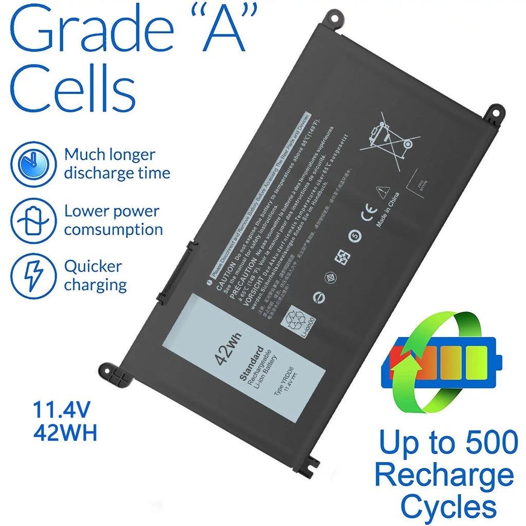 5491 Battery 2in1 for 42Wh YRDD6 3493 Inspiron 7586 Laptop 5482 3310 5485