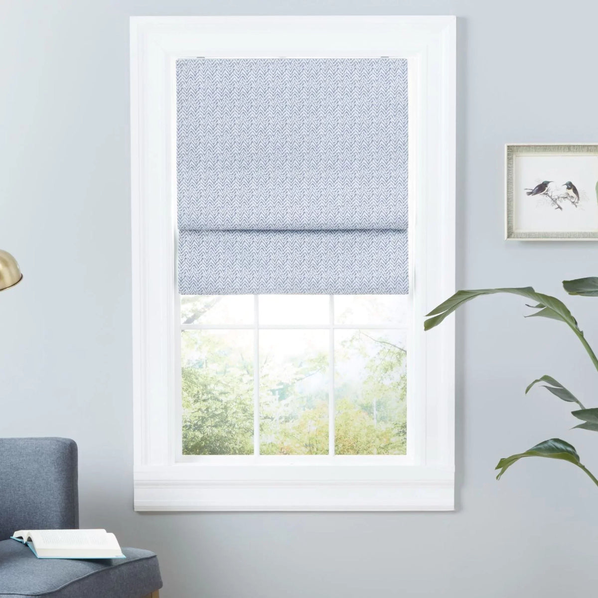 Blackout Roman Blue Esme Exclusive Slate Total Shade, Home 34"x64",