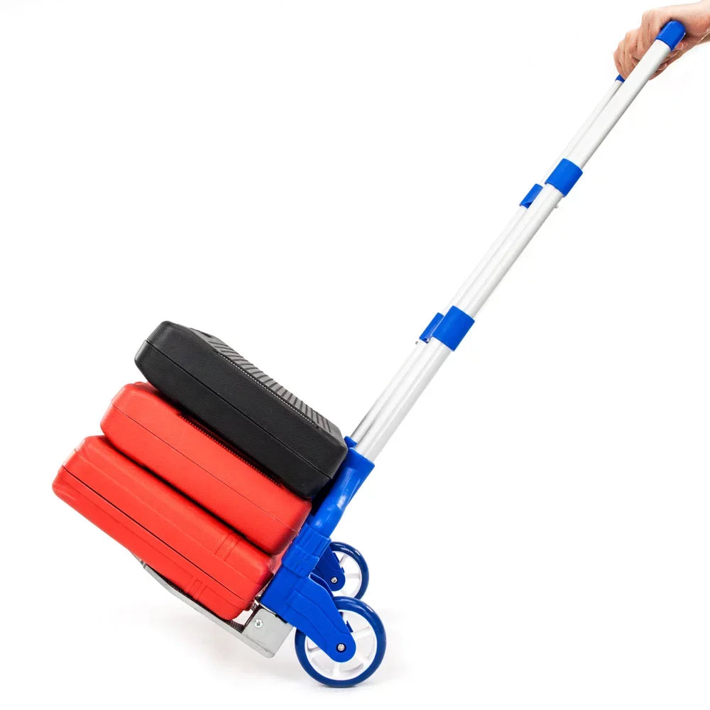 Dolly, Folding Folding Truck, 165 Trolley Blue Luggage Hand Heavy-Duty Cart, lb QEEK Aluminum Capacity Portable Cart with Rubber Telescoping Wheels, and Hand Hand Truck Handle and