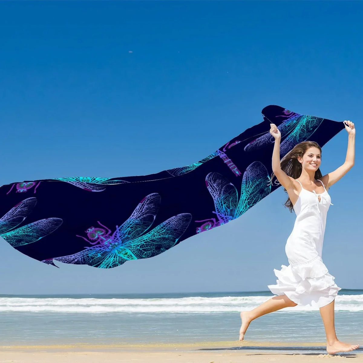 Neck Long Women Dragonfly Silk for Girls Scarf Shawl Scarves Lightweight Hyjoy Wrap