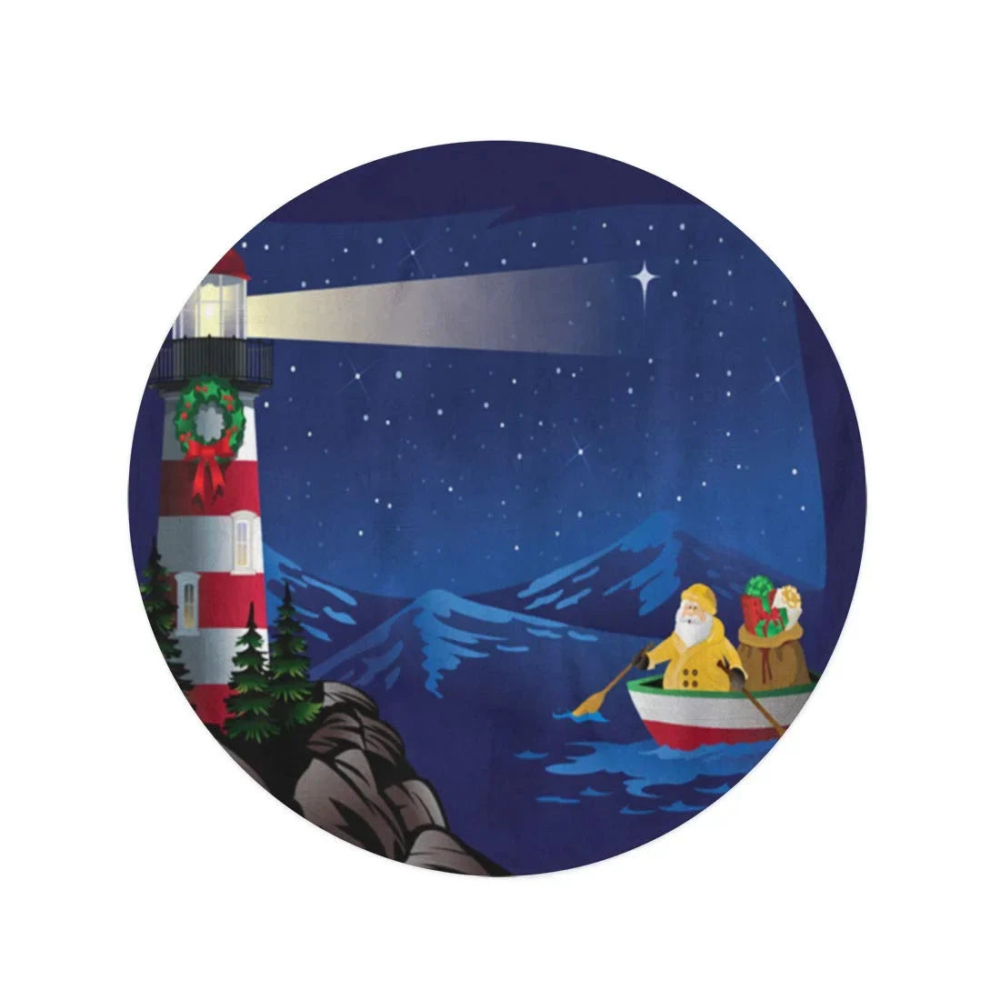Boat 60 Mat Tapestry Christmas Row Lighthouse Round Travel Beach Towel SIDONKU Circle Blanket to Circular Bringing Rowing Beach Nautical Throw Santa Towels inch