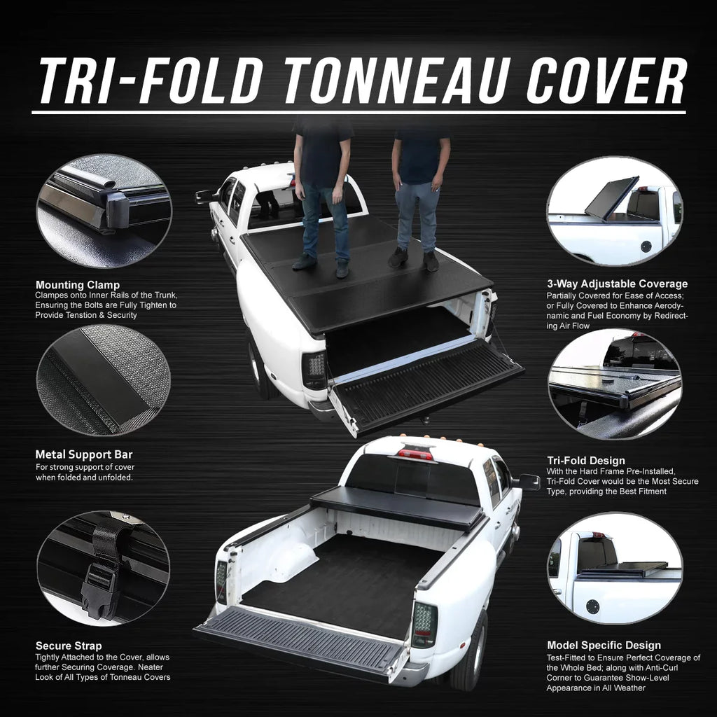 to Solid Bed / 1500 Cover For 3500 Motoring DNA 2009 TTC-HARD-028 Short Tonneau 6.5Ft Fleetside Ram Hard 2022 Truck Tri -Fold