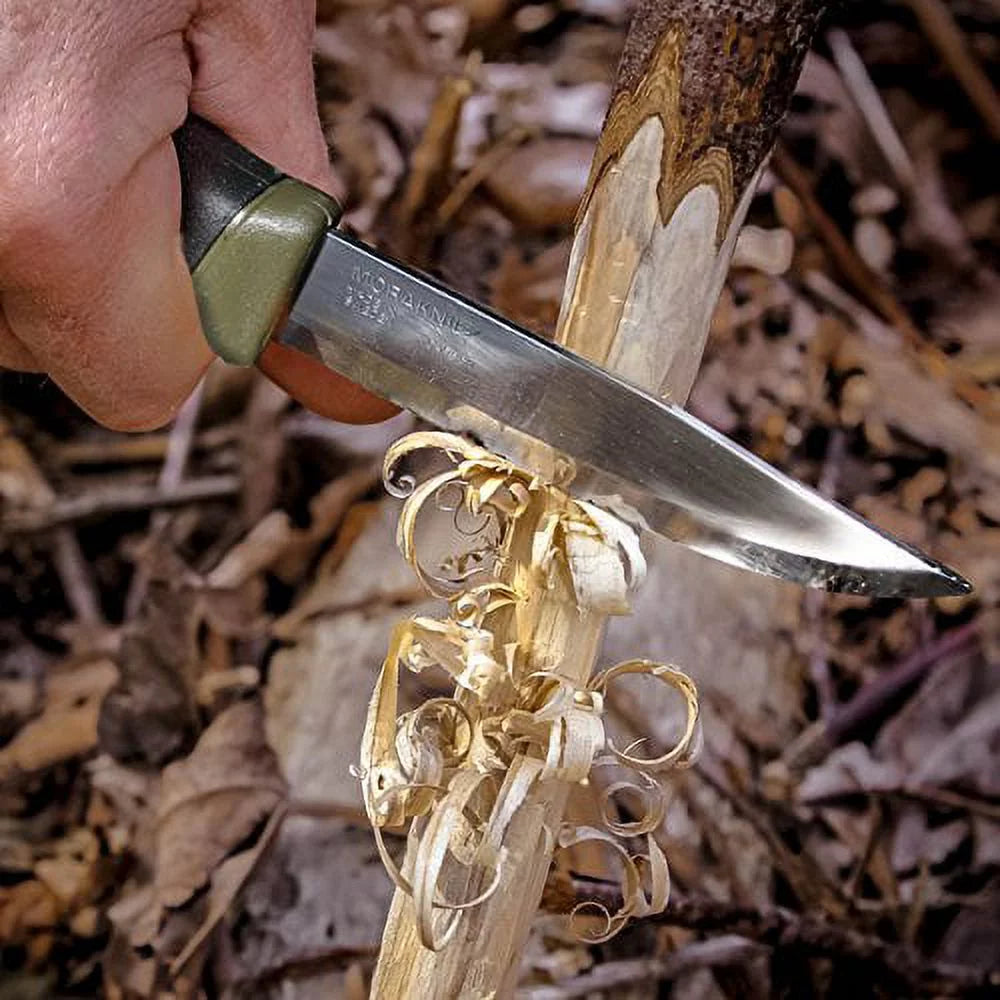 Knife Companion with Morakniv Military Carbon Green 4.1-Inch, Outdoor Blade, Fixed Steel Blade