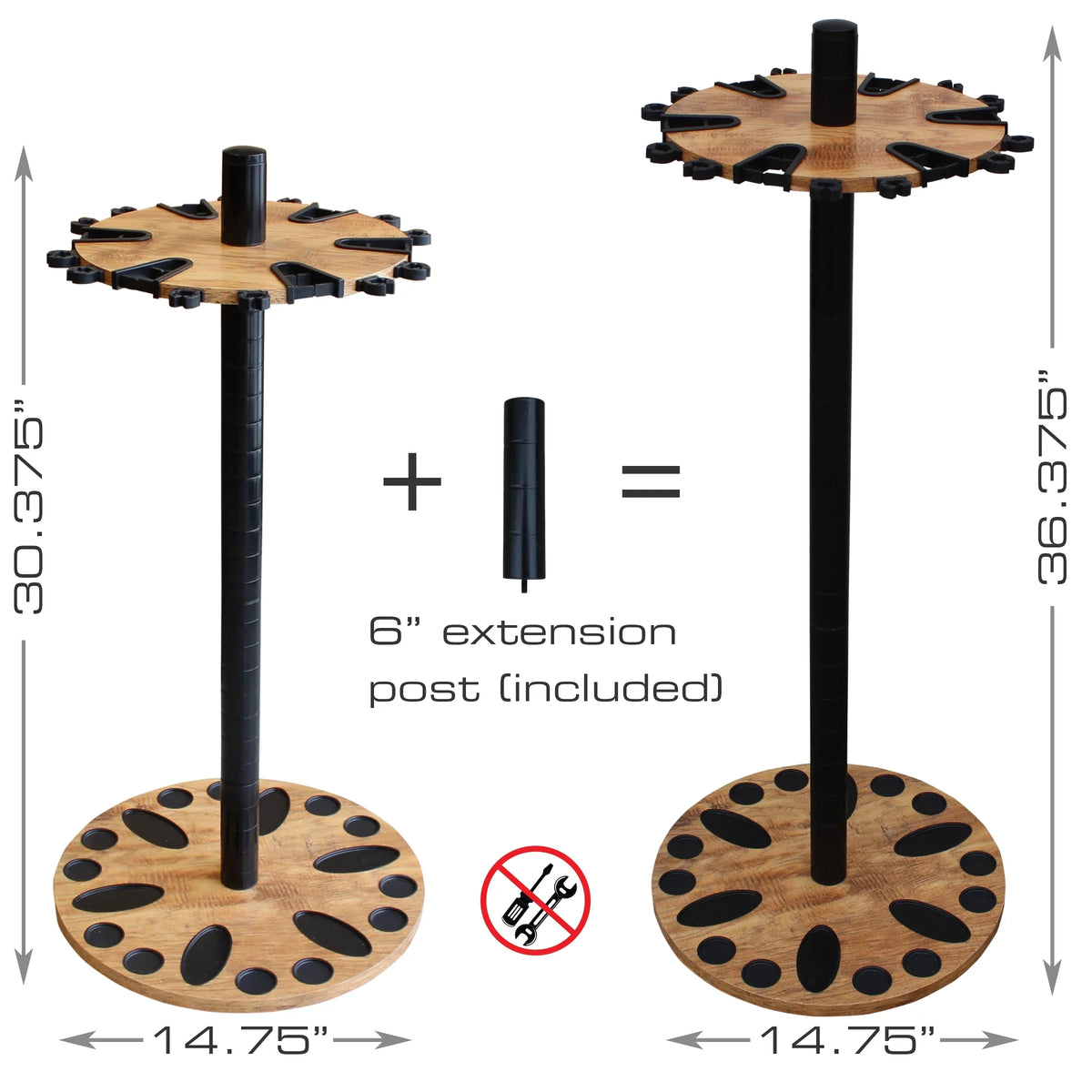 Assembly 6" Rack - Storage Post 24 Tool - Rush Creations No Creek Features Round Floor Free Cherry Fishing American Extension Rod/Pole Finish