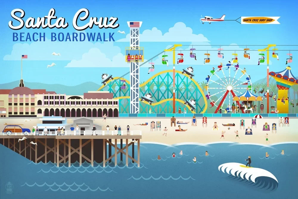 Santa USA) Jigsaw 500 Premium inches, Retro Family, Scene for in Adults (19x27 California, Puzzle Made Cruz, and Piece
