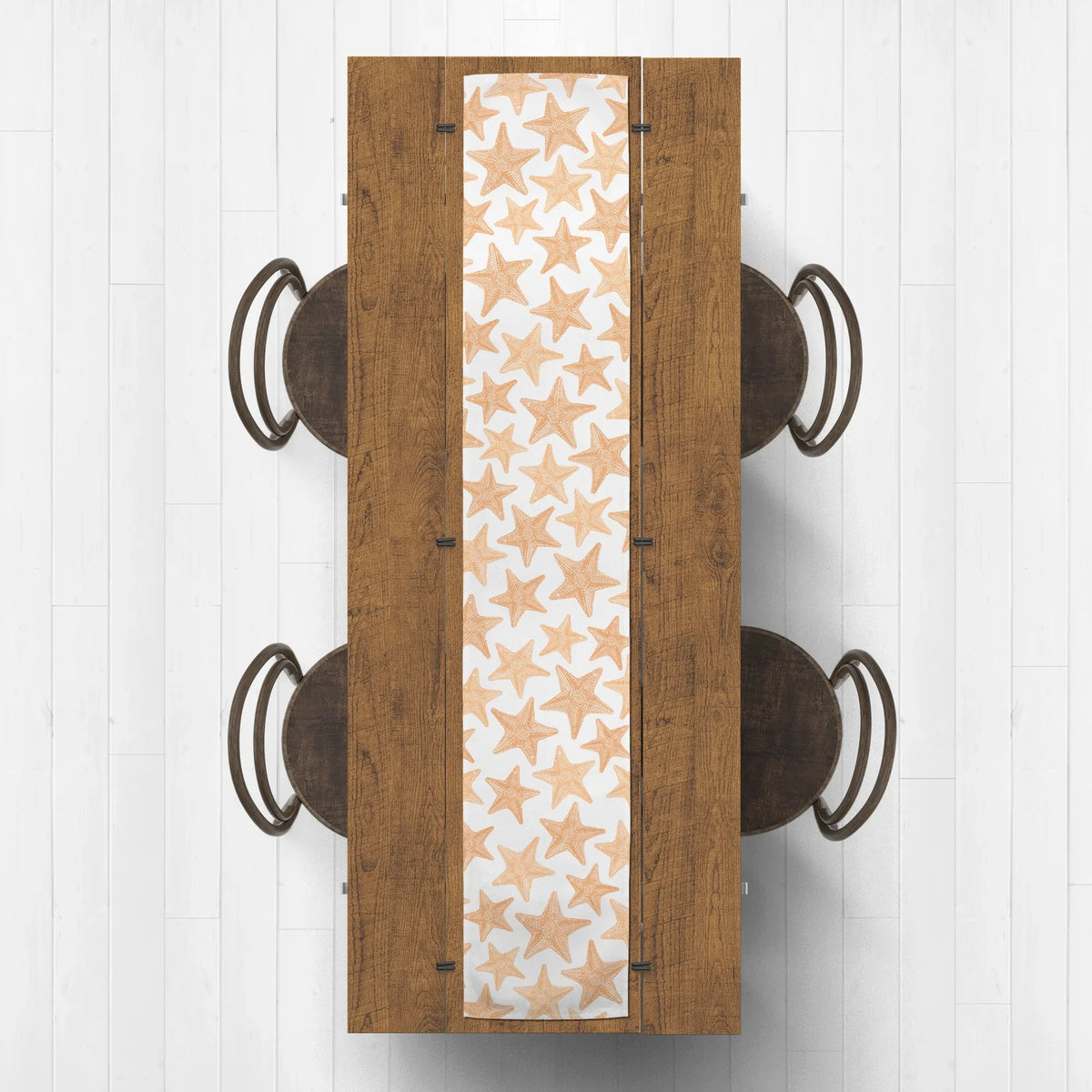 Poly Orange Sketched Products Table Twill Starfish 16x90 Creative Runner