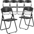 Chair HERCULES Heavy Brackets 500 With Duty Plastic Series 6 Capacity Lb. Pack Folding Ganging Black Built-In