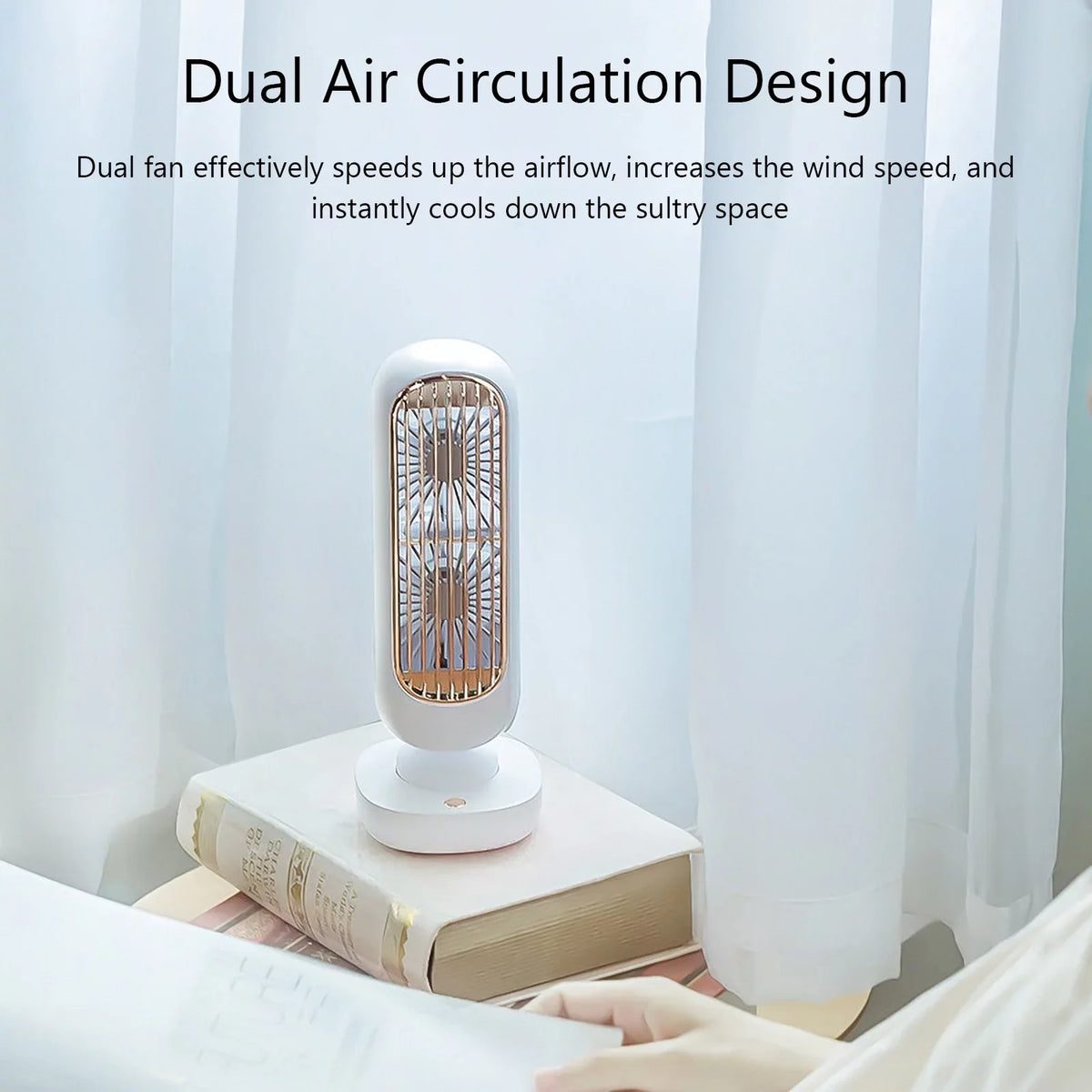 Office for Circulation Anself Fan Tower Portable Speed Dual Fan Standing Small Home Mini 3 Bedroom Cooling Desktop Tower Desk USB Fan Air