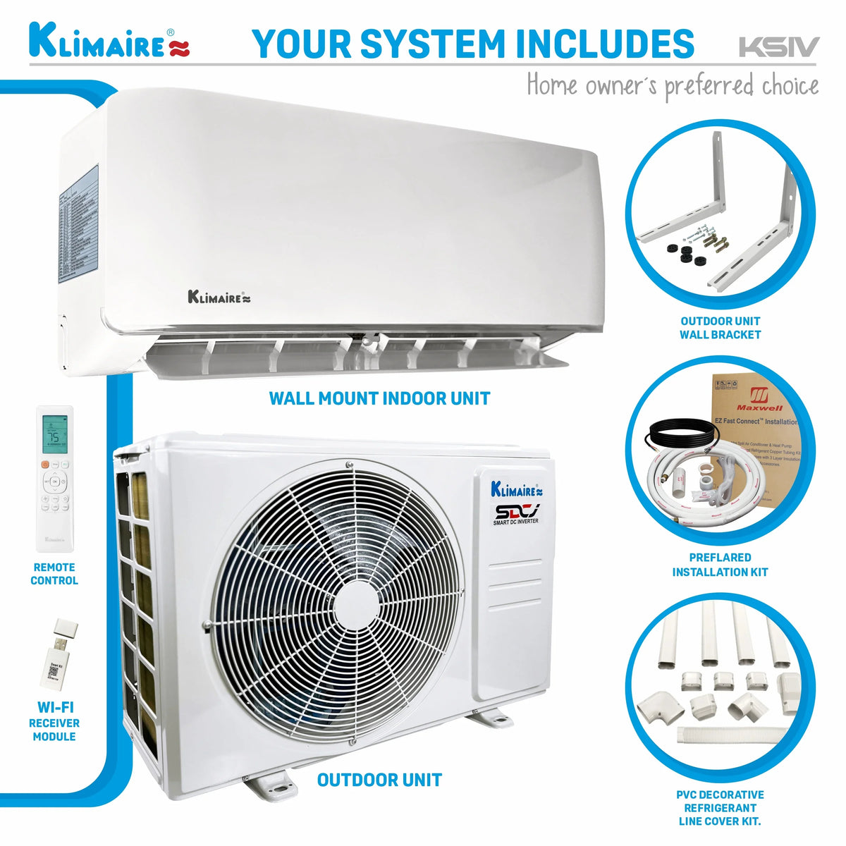 9,000 Mini-Split Air Btu 400 21.5 Pump SEER2 Heat to Ductless ft. up Klimaire Conditioner sq.