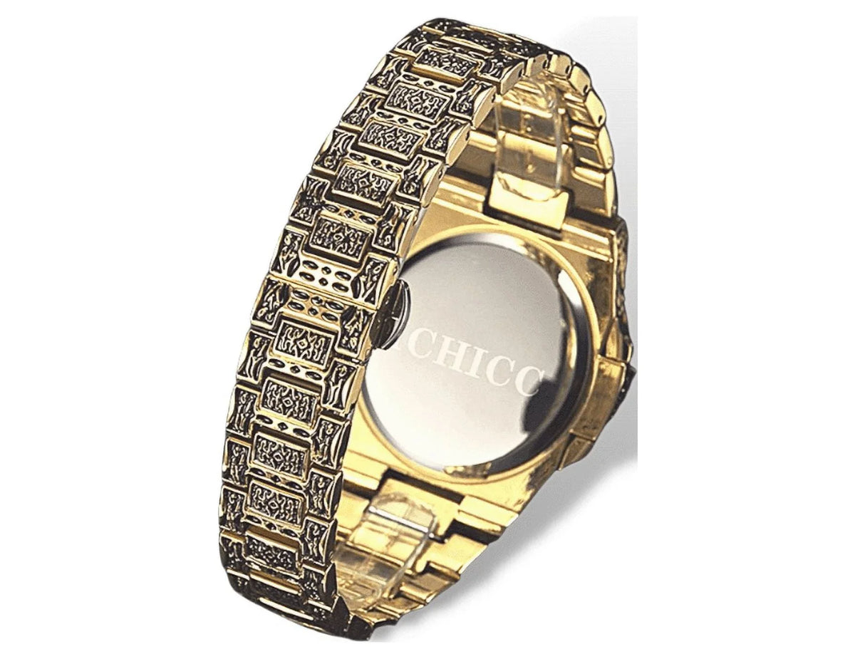 Stainless Vintage for Analogue Men GIFT Watches Gold Wrist Quartz Strap Calendar Watch with Steel
