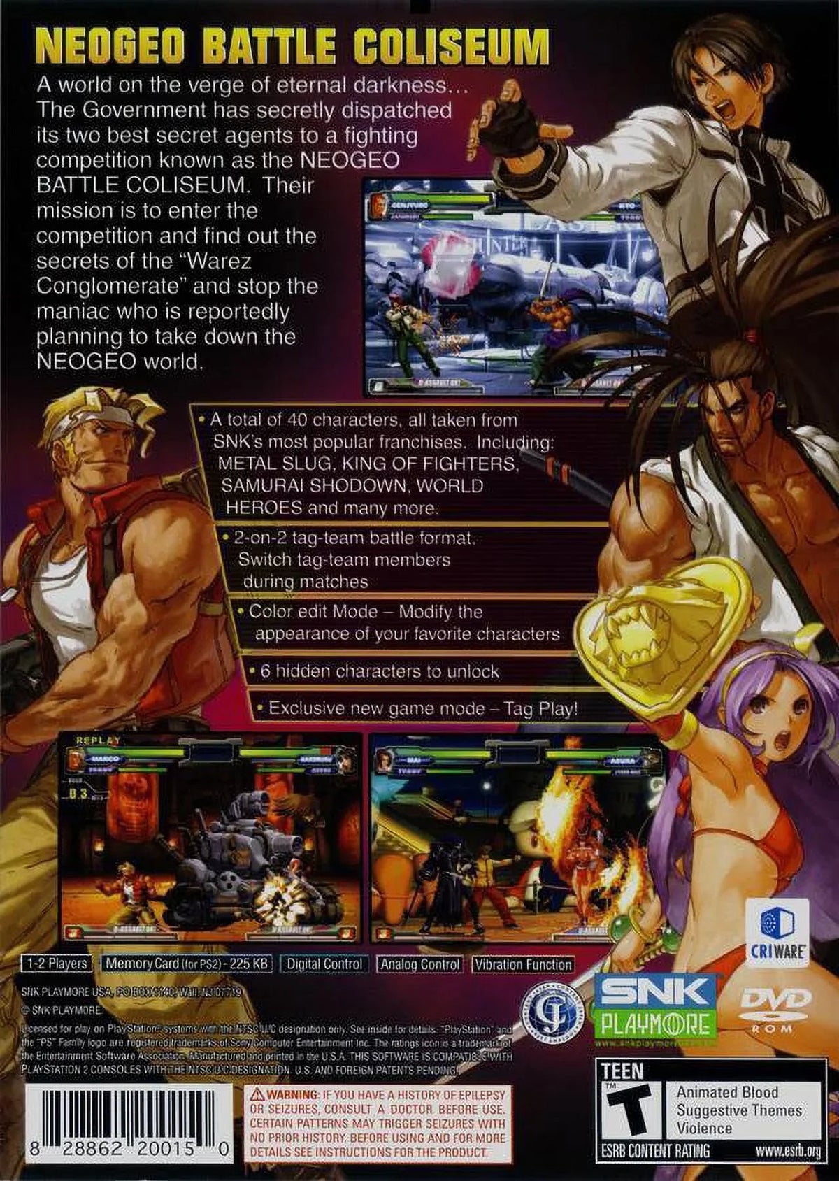 PS2 NeoGeo Battle Colliseum