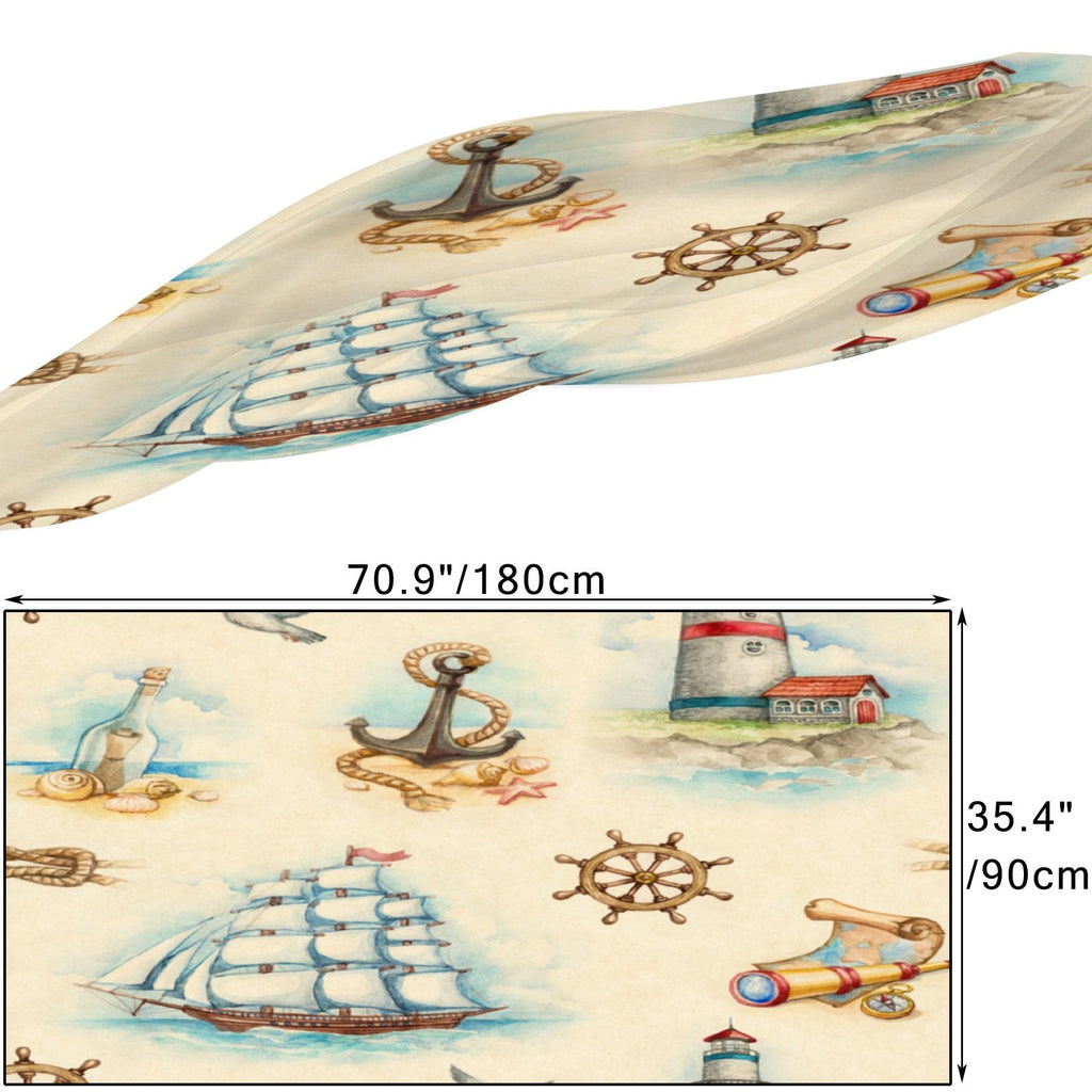 Silk for Packed Hair Scarf Large Wraps Long Headscarf Nautical Watercolor Gift Wraps Sunscreen Neck Oblong Women FREEAMG Shawls