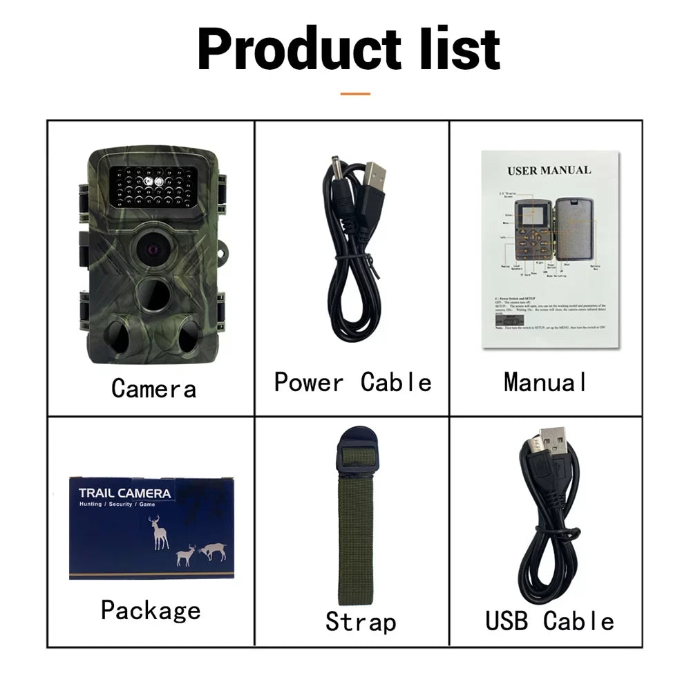 2.0 Inch Night-Visions Night Day Outdoor TFT Hunts 1080P Color 32MP Trail Infrared Camera Use Detection Camera Camera Waterproof IP66 Display Field