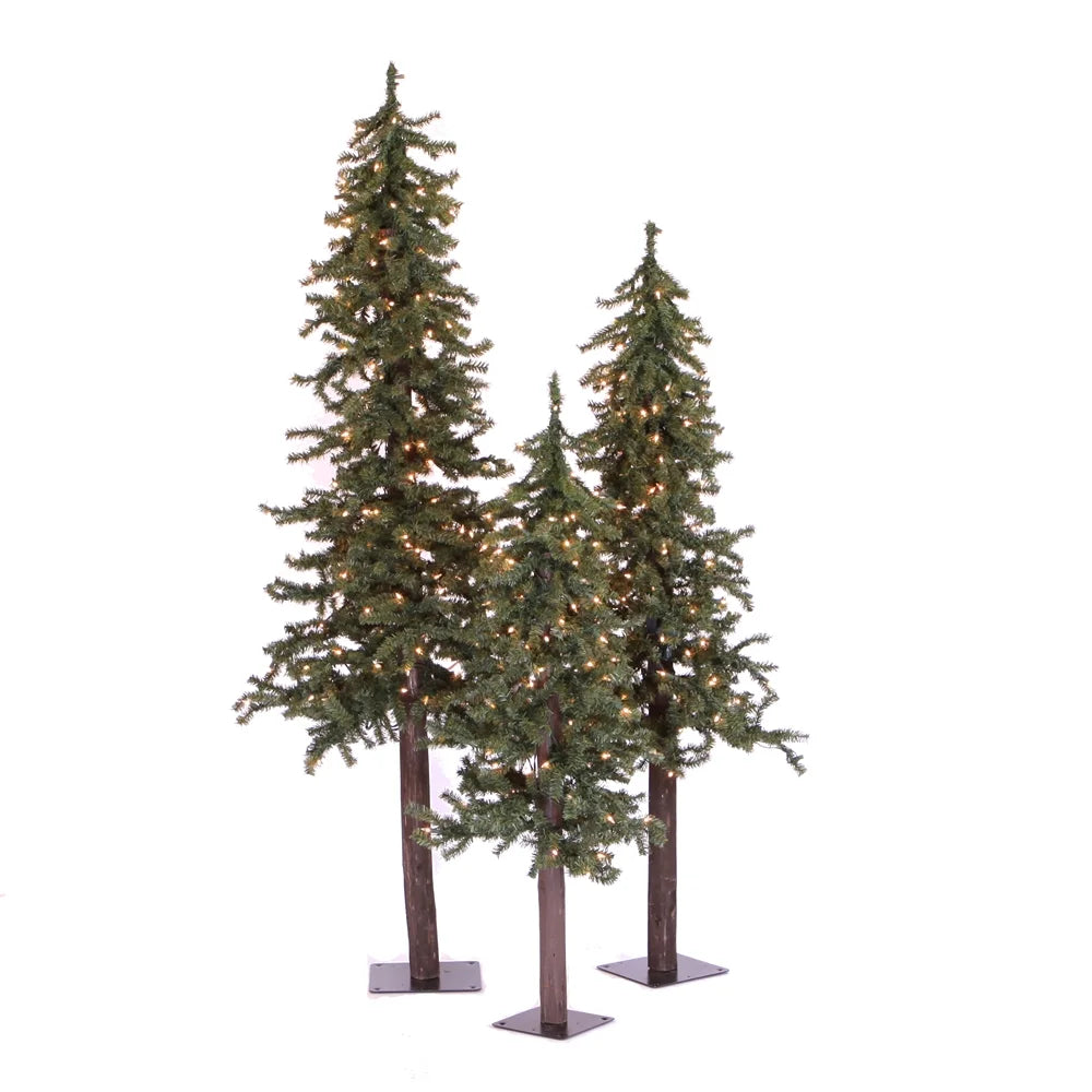 Tree 5' Set, 6' 4' Incandescent Natural Vickerman Alpine Christmas Lights Clear Artificial