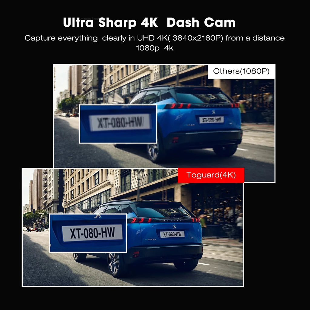 Dash LCD with Cam Vision, Cam,4K 170° GPS, Night 2" Parking Angle, Wide Front WDR, Camera Screen Car Dash TOGUARD Mode, G-Sensor