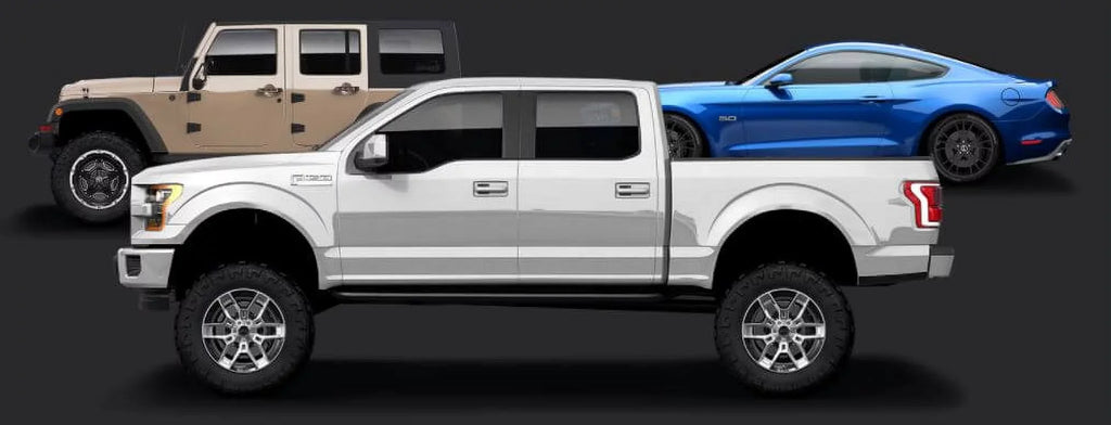 x - 12mm FORD Shelby F150 select: 2005-2020 - Carroll Offset FORD Black SUPER - CS45 Powder Wheels 2021 Chrome CAB Inserts with 9 in. Fits 20 F150,