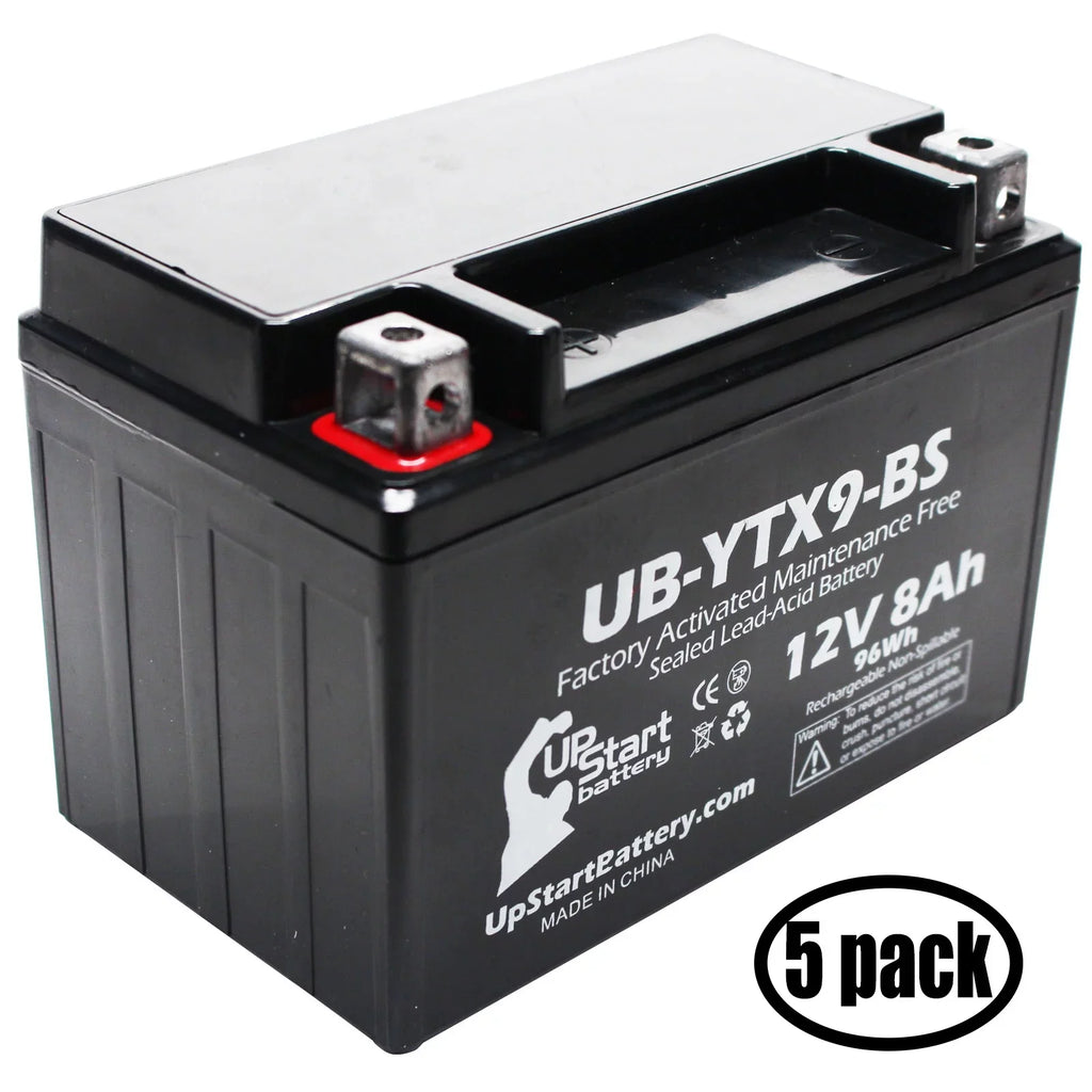 for Battery - Free, Motorcycle Suzuki Battery 1999 5-Pack 12V, 8Ah, Factory Activated, Replacement UB-YTX9-BS 600CC Maintenance UpStart GSX-R600